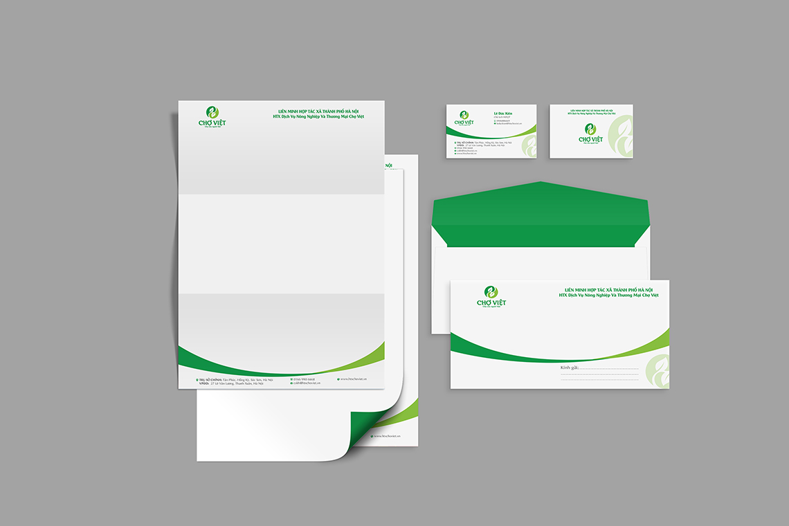 HTX Chợ Việt - Thiết kế logo và bộ nhận diện văn phòng HTX Chợ Việt